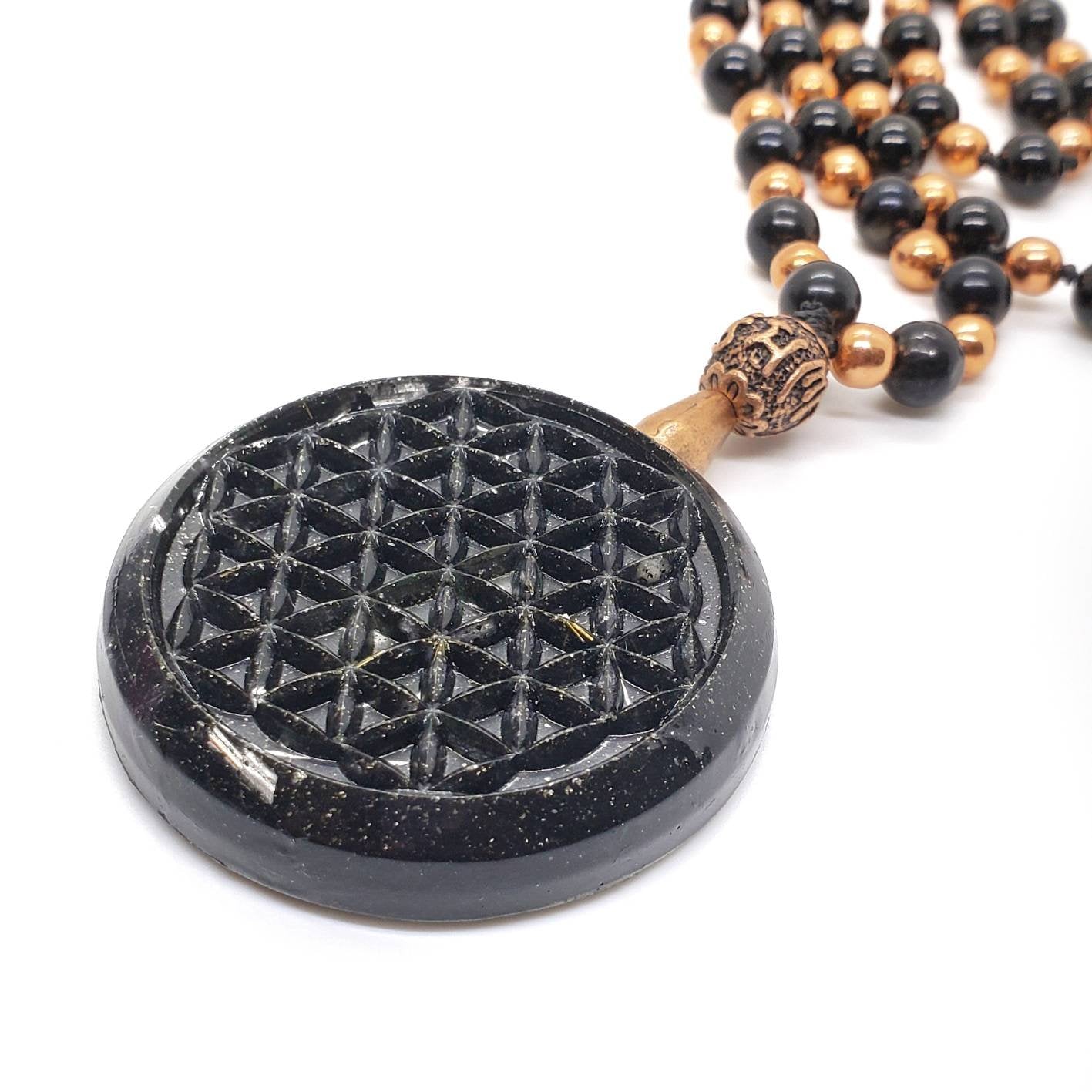 Unisex Flower of Life 108 Bead Mala Necklace