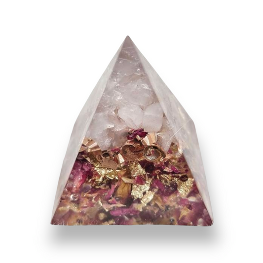 Rose Quartz Crystal Zen Mini Orgone Pyramid