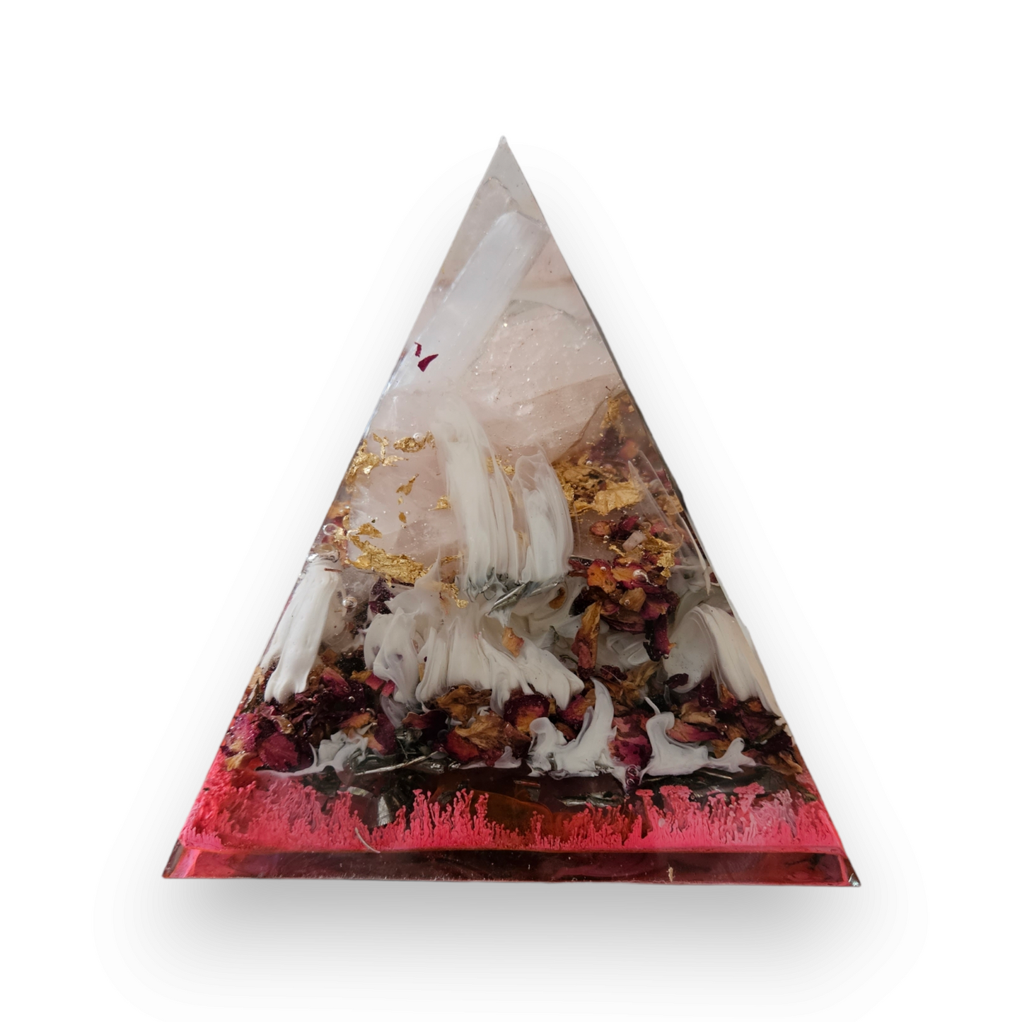 Love All Over Natural Rose Quartz Crystal Orgone Pyramid