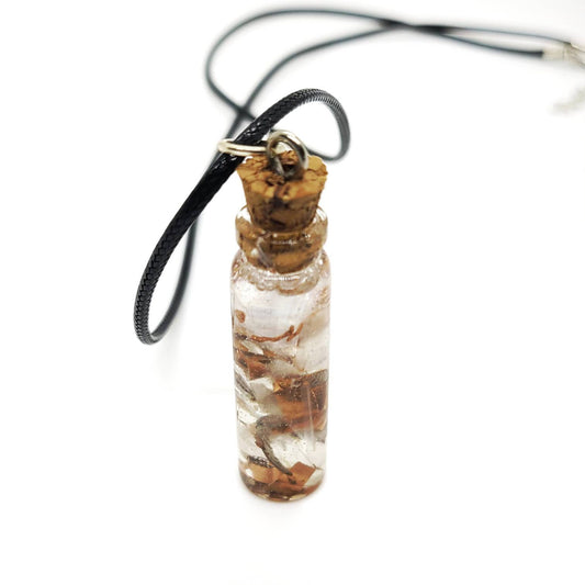 Selenite Crystal Orgone Bottle Necklace